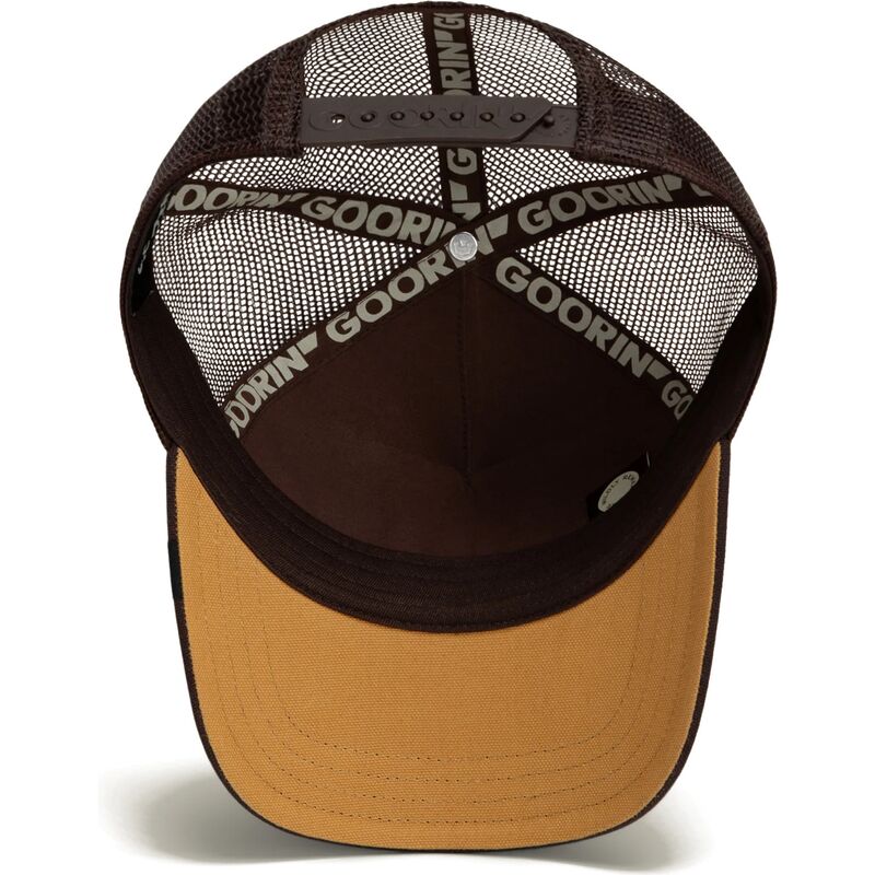 cepur-izliekta-truckeris-bruns-snapback-skull-badlands-dead-the-farm-goorin-bros