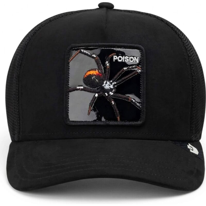 cepur-izliekta-truckeris-melns-snapback-black-out-spider-blackened-metallic-poison-the-farm-goorin-bros