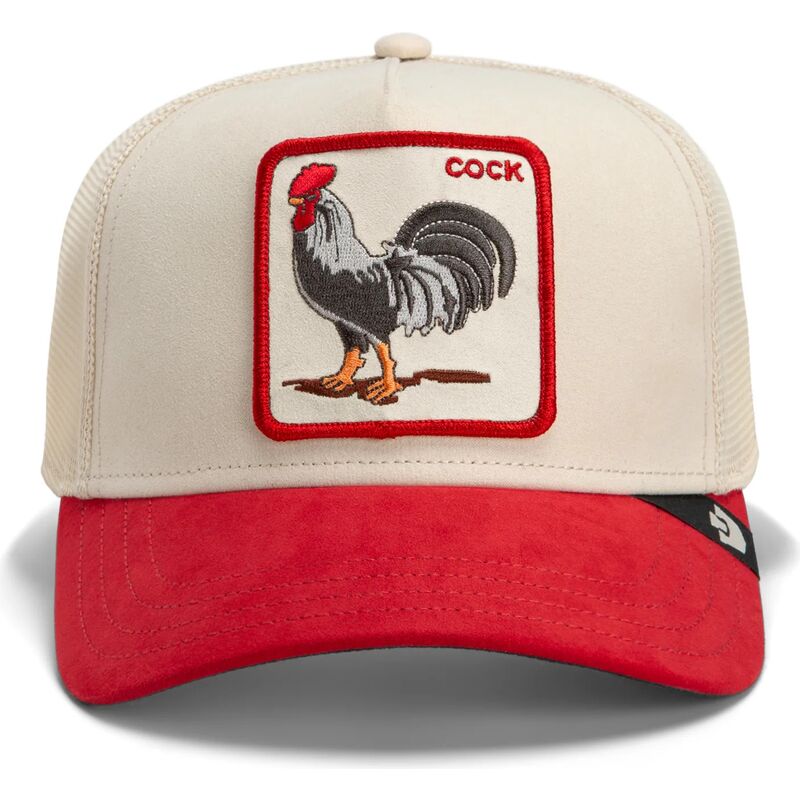 cepur-izliekta-truckeris-sarkans-snapback-the-suede-rooster-microsuede-cock-the-farm-goorin-bros