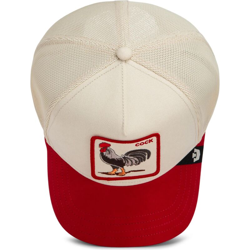 cepur-izliekta-truckeris-sarkans-snapback-the-suede-rooster-microsuede-cock-the-farm-goorin-bros