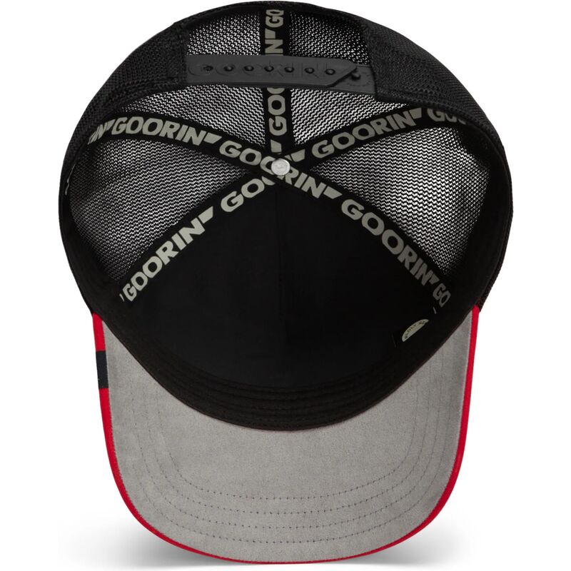cepur-izliekta-truckeris-melns-snapback-cancelled-skull-microsuede-the-farm-goorin-bros