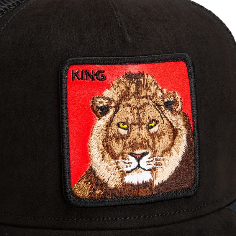 cepur-izliekta-truckeris-melns-snapback-re-leone-rosso-microsuede-king-the-farm-goorin-bros