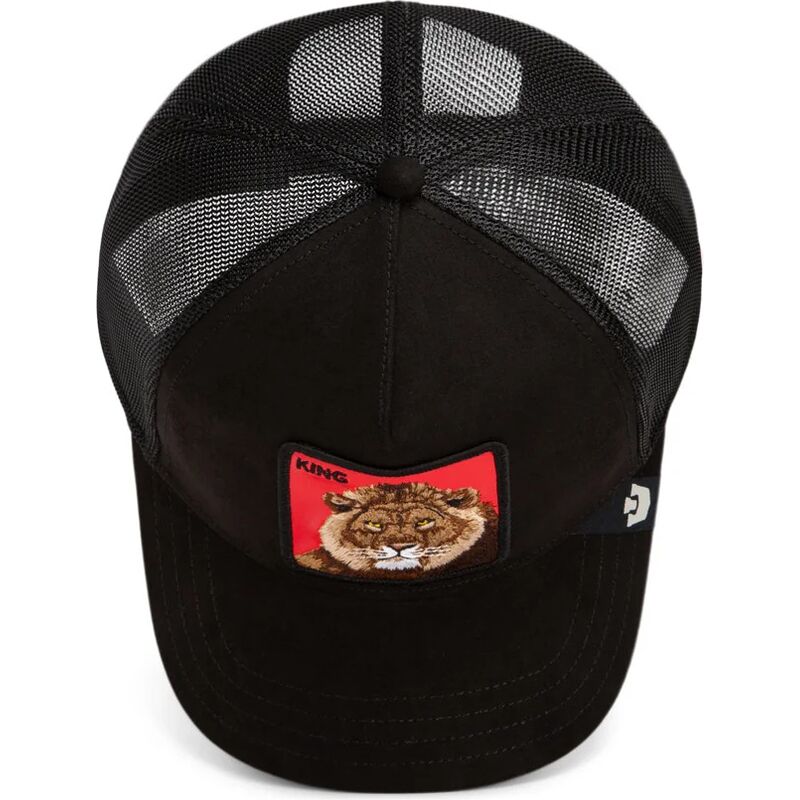 cepur-izliekta-truckeris-melns-snapback-re-leone-rosso-microsuede-king-the-farm-goorin-bros