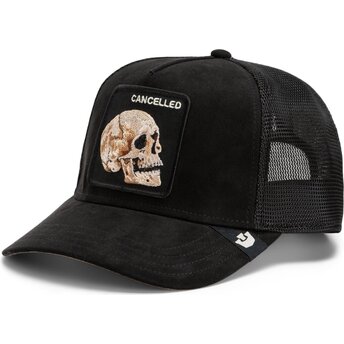 Cepur izliekta truckeris melns snapback Suede Cancelled Skull Microsuede The Farm Goorin Bros.