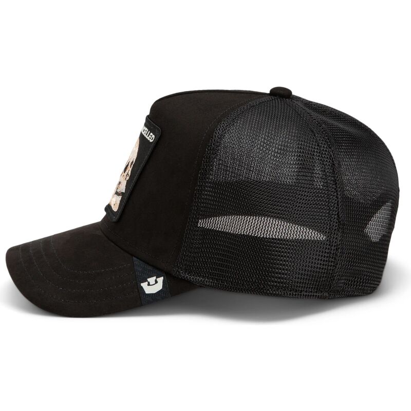 cepur-izliekta-truckeris-melns-snapback-suede-cancelled-skull-microsuede-the-farm-goorin-bros