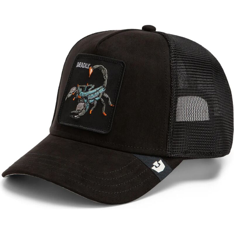 cepur-izliekta-truckeris-melns-snapback-suede-scorpion-microsuede-the-farm-goorin-bros