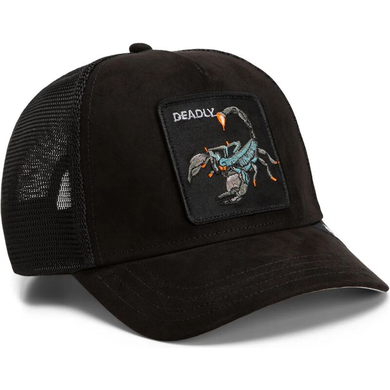 cepur-izliekta-truckeris-melns-snapback-suede-scorpion-microsuede-the-farm-goorin-bros