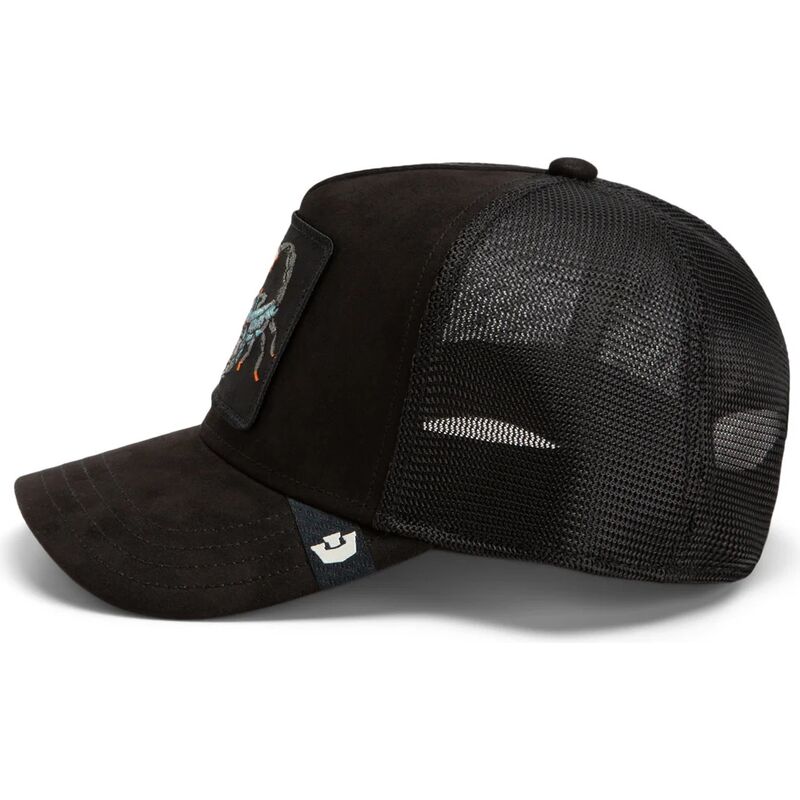 cepur-izliekta-truckeris-melns-snapback-suede-scorpion-microsuede-the-farm-goorin-bros