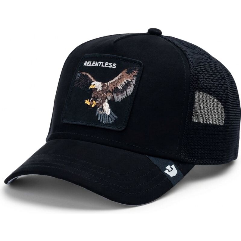cepur-izliekta-truckeris-melns-snapback-suede-relentless-eagle-microsuede-the-farm-goorin-bros