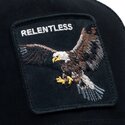 cepur-izliekta-truckeris-melns-snapback-suede-relentless-eagle-microsuede-the-farm-goorin-bros