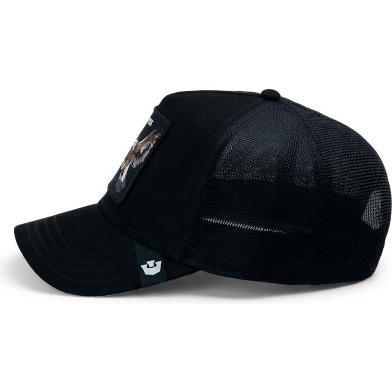 cepur-izliekta-truckeris-melns-snapback-suede-relentless-eagle-microsuede-the-farm-goorin-bros