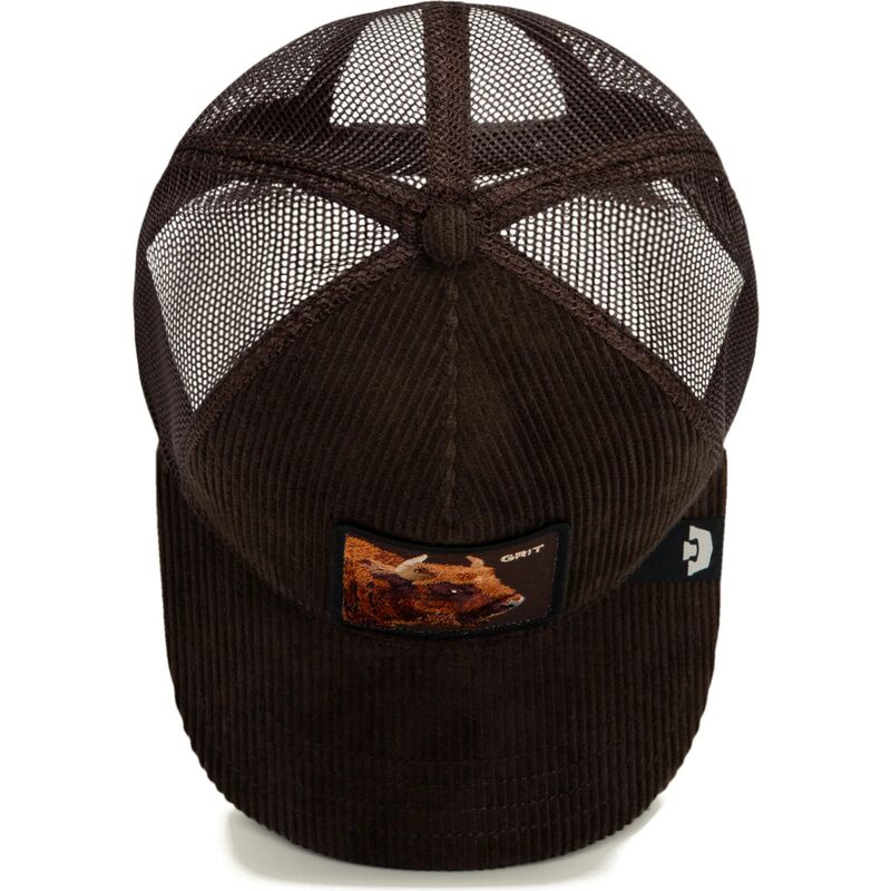 cepur-izliekta-truckeris-bruns-snapback-corduroy-grit-ridgeline-the-farm-goorin-bros