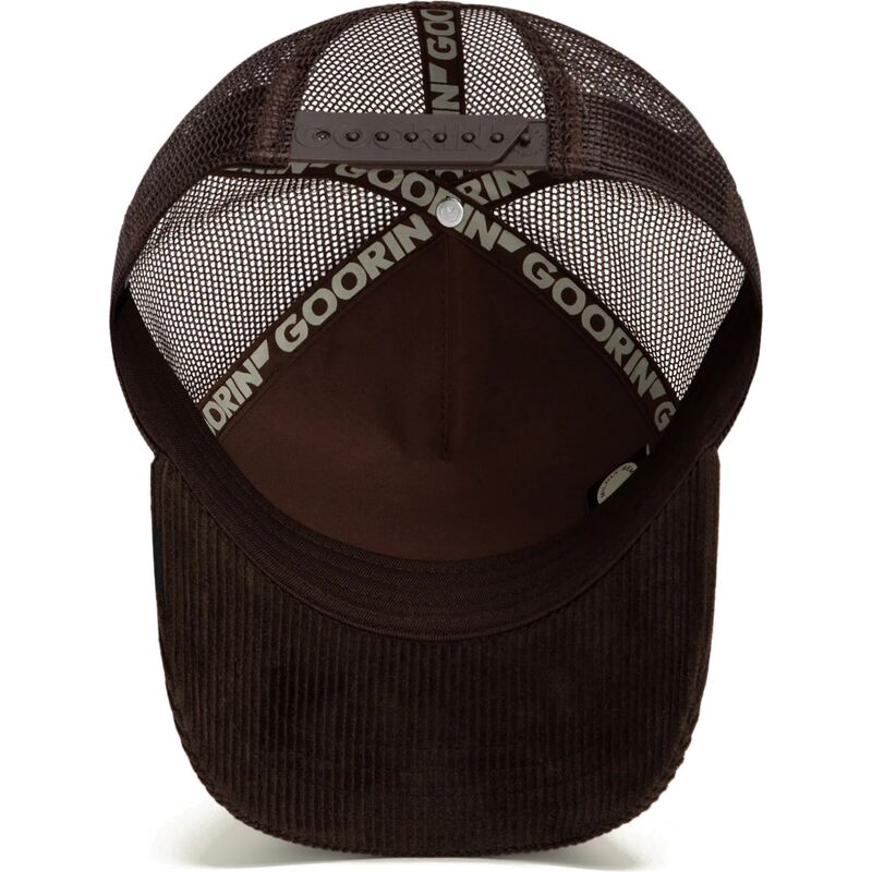cepur-izliekta-truckeris-bruns-snapback-corduroy-grit-ridgeline-the-farm-goorin-bros