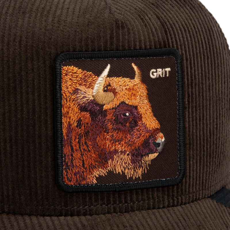 cepur-izliekta-truckeris-bruns-snapback-corduroy-grit-ridgeline-the-farm-goorin-bros