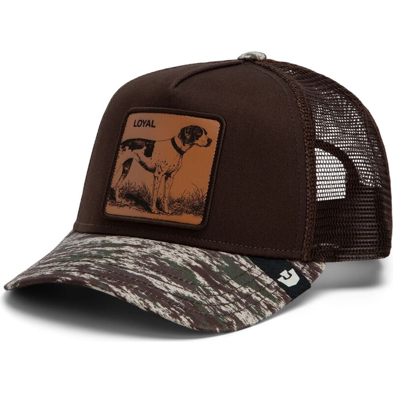 cepur-izliekta-truckeris-bruns-snapback-engraved-dog-camo-glitch-the-farm-goorin-bros
