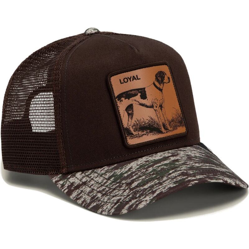 cepur-izliekta-truckeris-bruns-snapback-engraved-dog-camo-glitch-the-farm-goorin-bros