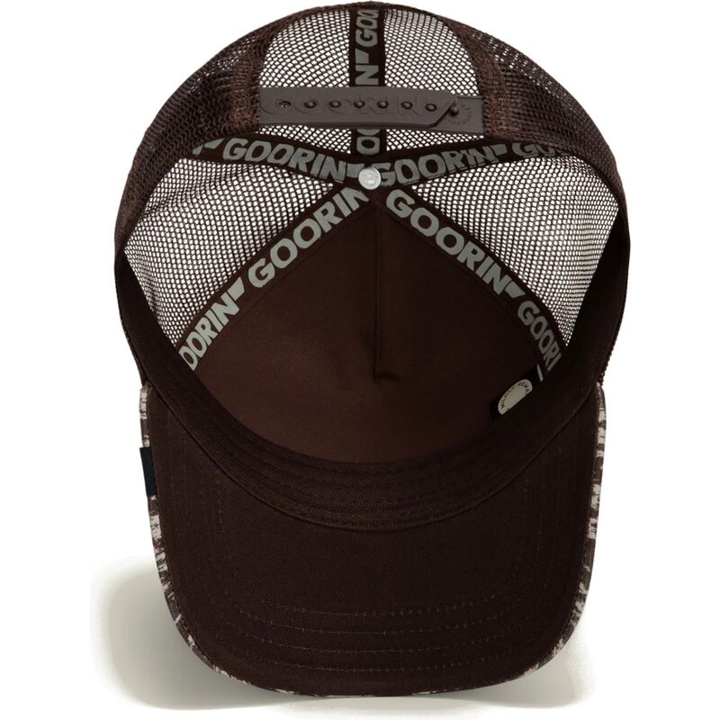 cepur-izliekta-truckeris-bruns-snapback-engraved-dog-camo-glitch-the-farm-goorin-bros