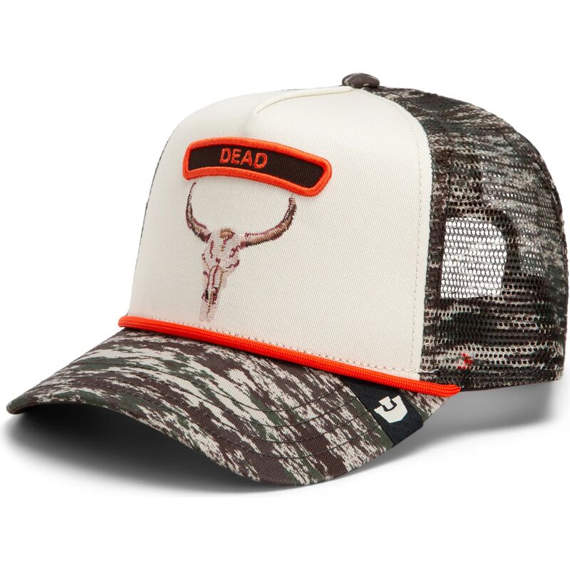 cepur-izliekta-truckeris-maskesanas-snapback-rocker-dead-camo-glitch-skull-the-farm-goorin-bros