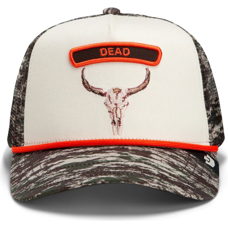cepur-izliekta-truckeris-maskesanas-snapback-rocker-dead-camo-glitch-skull-the-farm-goorin-bros