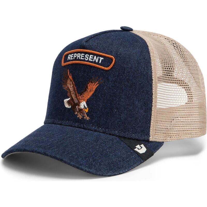 cepur-izliekta-truckeris-tumsi-zils-snapback-represent-rocker-denim-after-dark-the-farm-goorin-bros