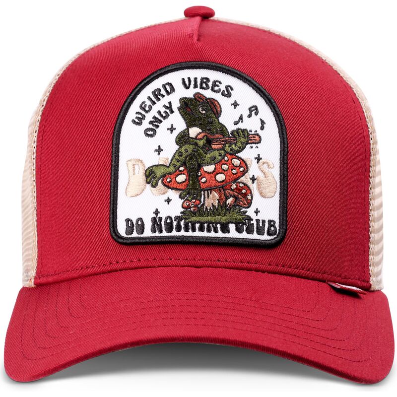 cepur-izliekta-truckeris-sarkans-snapback-hft-do-nothing-club-weird-vibes-frog-no-djinns