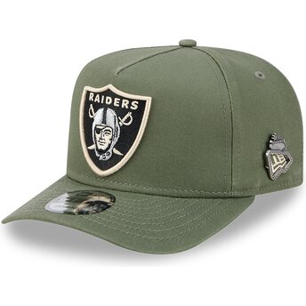 Cepur izliekta zaļš snapback 9FIFTY A Frame Precurved Side Pin no Las Vegas Raiders NFL no New Era