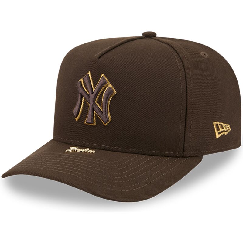 cepur-izliekta-bruns-snapback-9fifty-a-frame-precurved-visor-pin-no-new-york-yankees-mlb-no-new-era