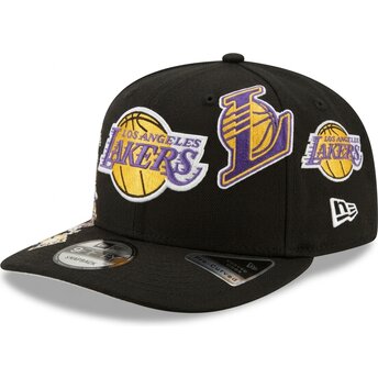 Cepur izliekta melns snapback 9FIFTY A Frame Precurved Multi Patch no Los Angeles Lakers NBA no New Era