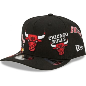 Cepur izliekta melns snapback 9FIFTY A Frame Precurved Multi Patch no Chicago Bulls NBA no New Era