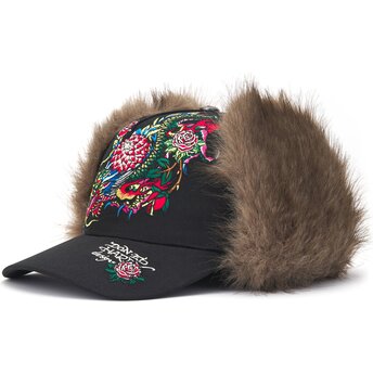 Cepur izliekta melns piegulošs Crawling Trapper no Ed Hardy