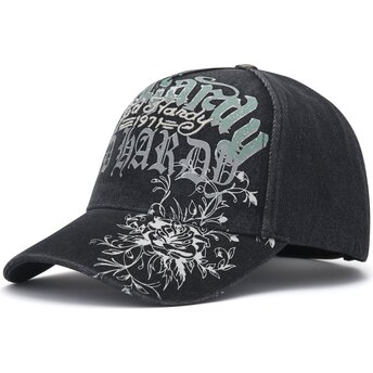 Cepur izliekta melns regulējams Distressed Floral Gothic no Ed Hardy