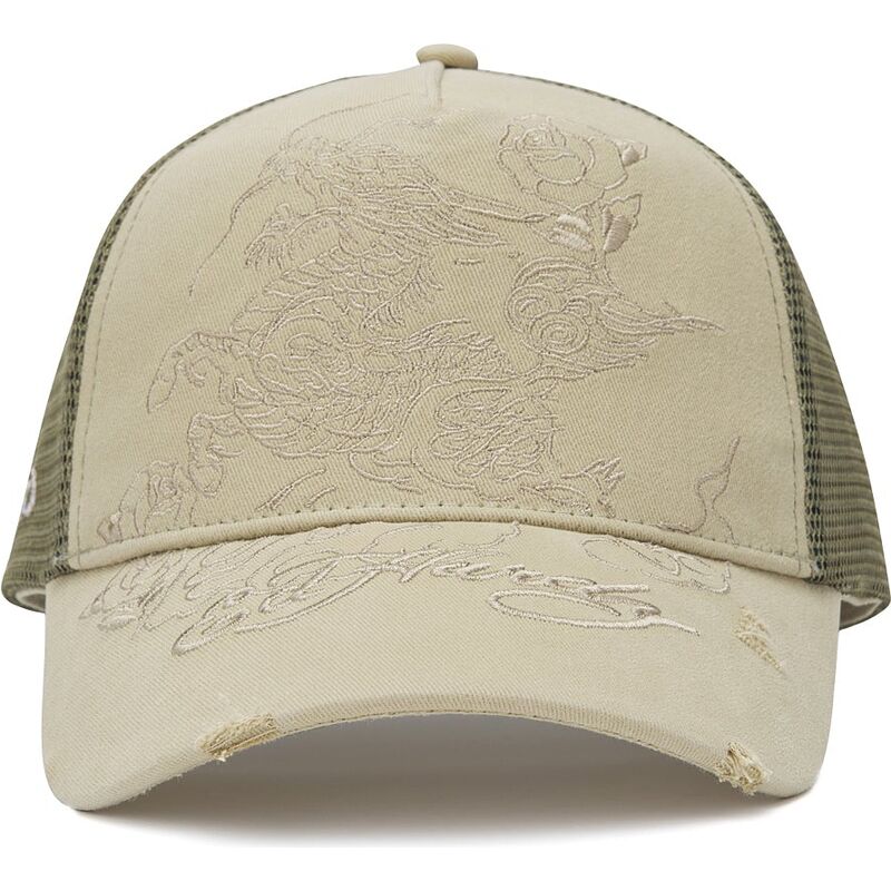 cepur-izliekta-truckeris-haki-snapback-outline-no-ed-hardy
