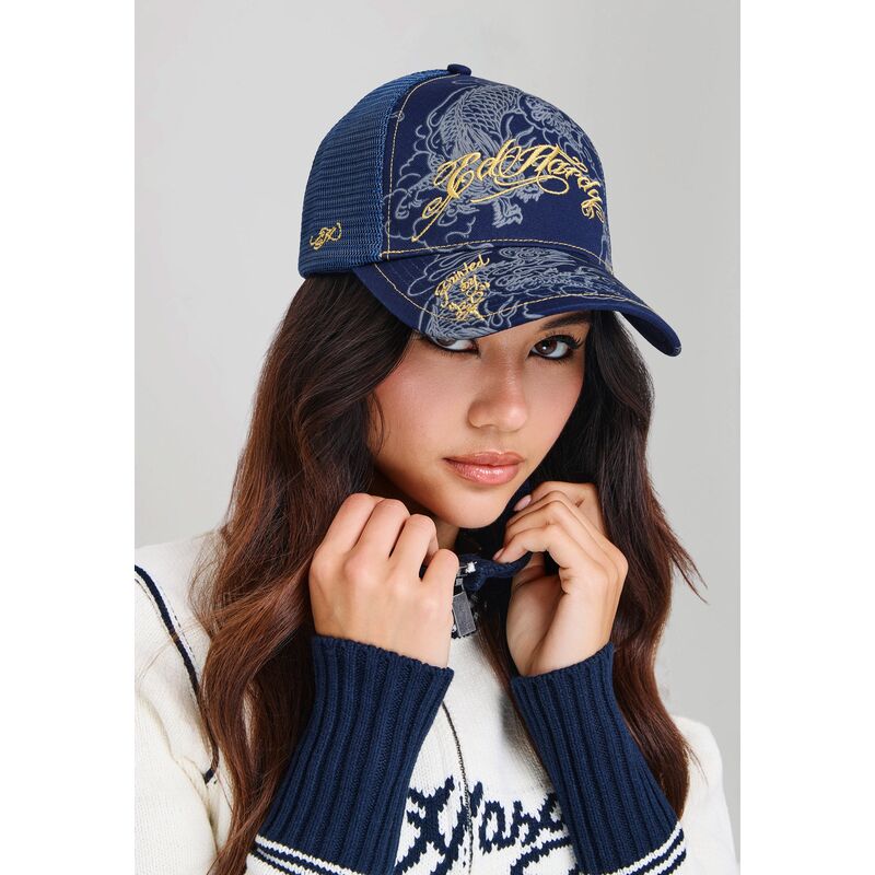 cepur-izliekta-truckeris-tumsi-zils-snapback-outline-dragons-no-ed-hardy