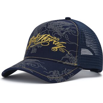 Cepur izliekta truckeris tumši zils snapback Outline Dragons no Ed Hardy