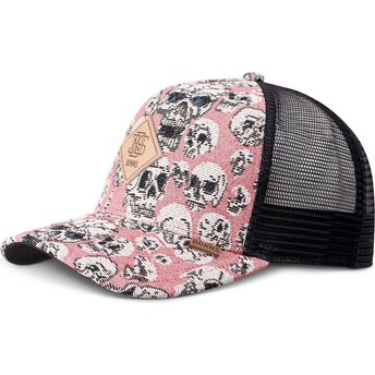 Cepur izliekta truckeris rozā snapback HFT Crasy Sofa Skull no Djinns