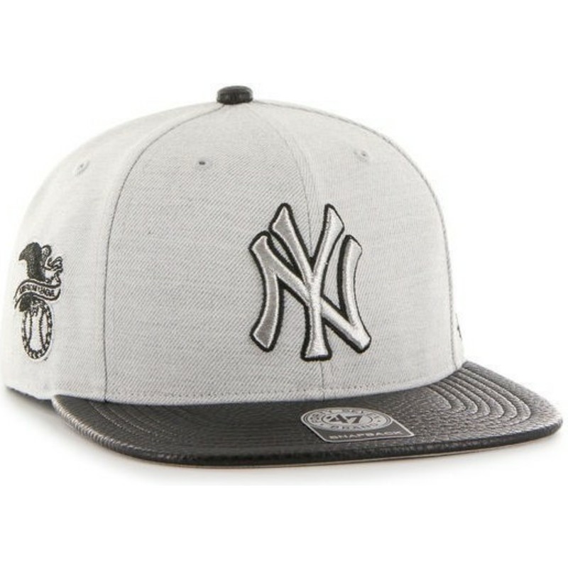 47-brand-flat-brim-seitliches-logo-mlb-new-york-yankees-smooth-snapback-cap-grau