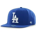 blaue-flache-snapback-kappe-mit-seitlichem-mlb-los-angeles-dodgers-logo-von-47-brand