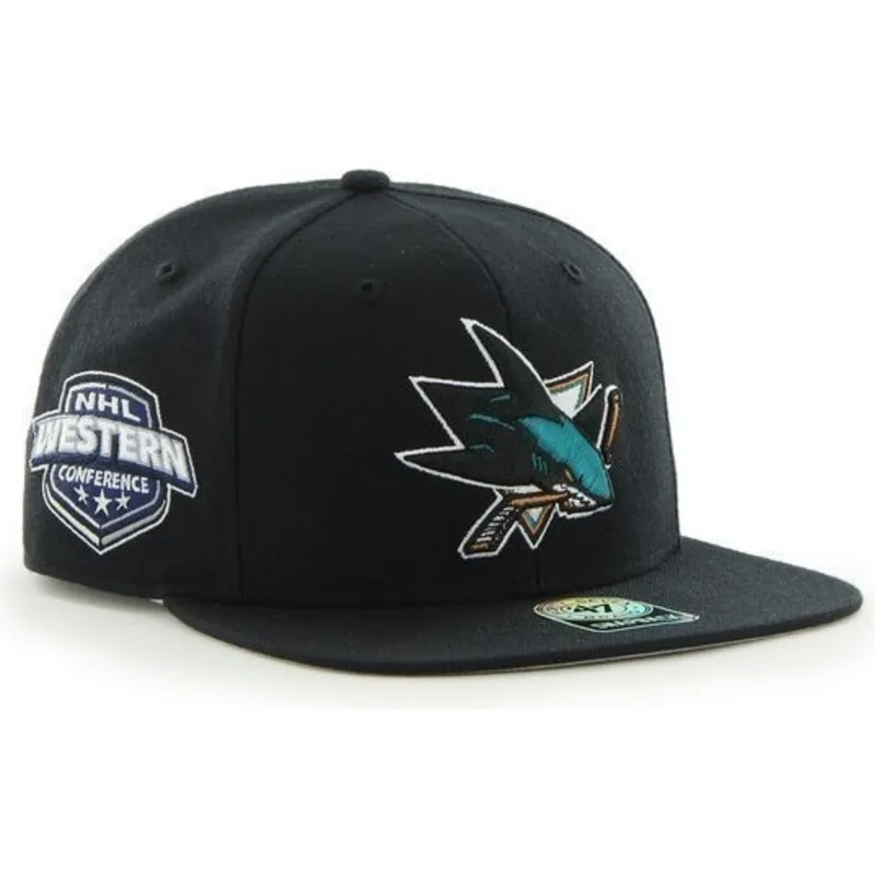 cepur-plakana-melns-snapback-no-san-jose-sharks-nhl-no-47-brand