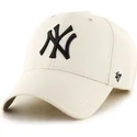 mlb-new-york-yankees-47-brand-unifarbene-cremefarbene-kappe-mit-gebogenem-schirm