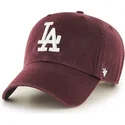 gebogene-weinrote-kappe-der-los-angeles-dodgers-mlb-clean-up-von-47-brand