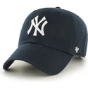 marineblaue-new-york-yankees-mlb-clean-up-kappe-mit-gebogenem-schirm-von-47-brand