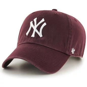 47 Brand Curved Brim New York Yankees MLB Clean Up Cap Granat