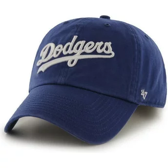 47 Brand Curved Brim Script Logo Los Angeles Dodgers MLB Clean Up Blue Cap