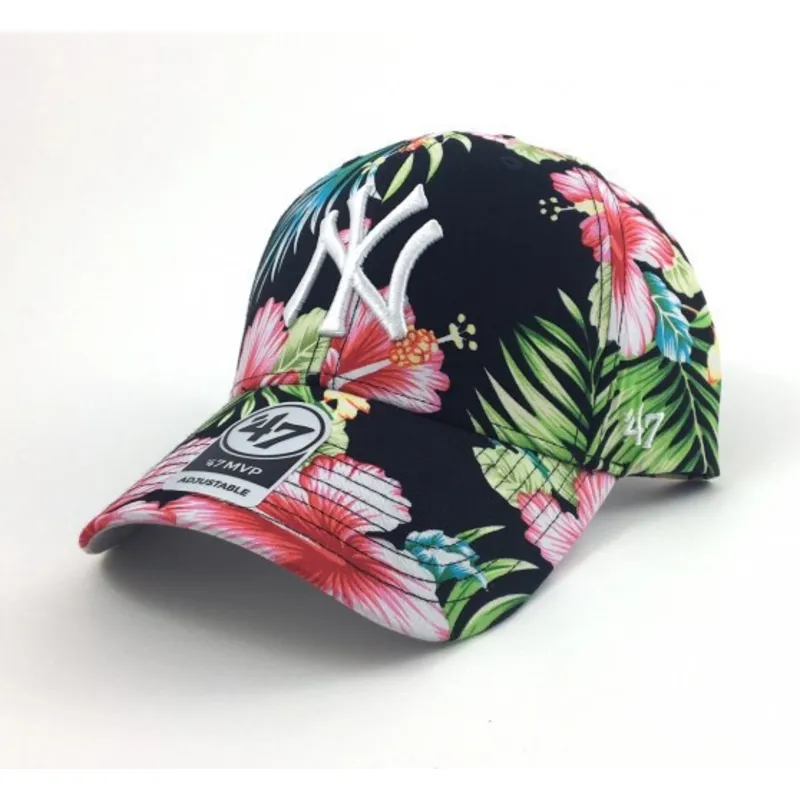 cepur-izliekta-daudzkrasains-regulejams-estampado-flores-no-new-york-yankees-mlb-no-47-brand