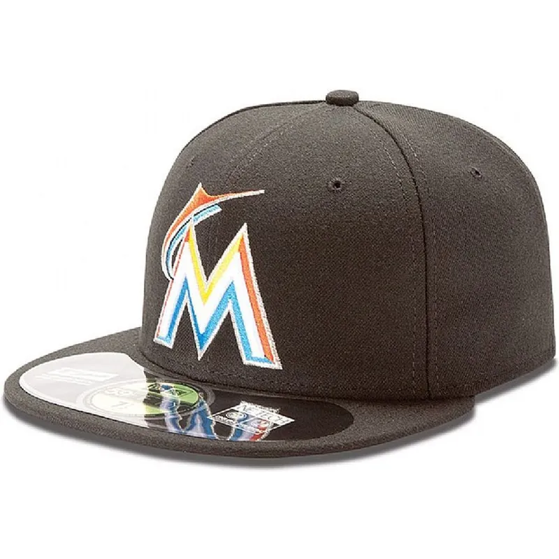 cepur-plakana-melns-pieguloss-59fifty-authentic-on-field-no-miami-marlins-mlb-no-new-era