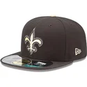 cepur-plakana-melns-pieguloss-59fifty-authentic-on-field-game-no-new-orleans-saints-nfl-no-new-era